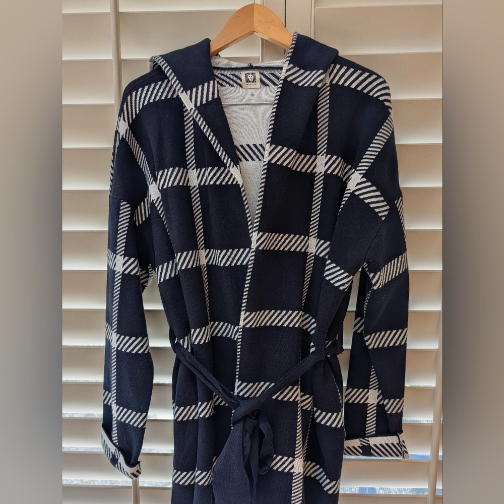 Anne Klein Sweater Coat Black/White XL